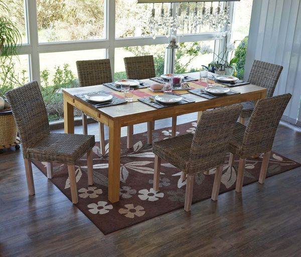 6er-Set Esszimmerstuhl 'Littau' Korbstuhl Kubu-Rattan