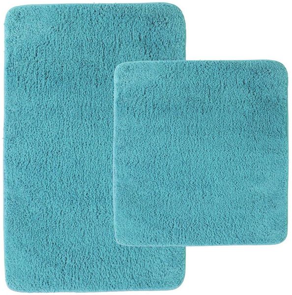 NYVI Badematte Badematten Set 2 teilig NYVISpa Lasalle Aqua Badezimmerteppich Set, Höhe 20 mm, Polyester, Badematte 50x80cm + WC Vorleger ohne Ausschnitt, Rutschfest & Waschbar