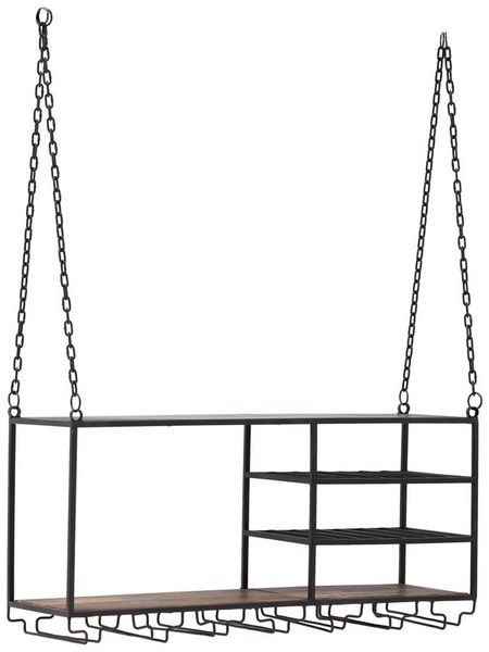 massivum Hängeregal Aro 100x46x30 cm braun Metall Deckenregal Küchenregal Barregal mit Weinregal Glashalter Industrial-Stil Loft