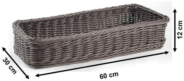 Kobolo Aufbewahrungskorb Regalkorb aus Polyrattan 60x30x12 dunkelbraun
