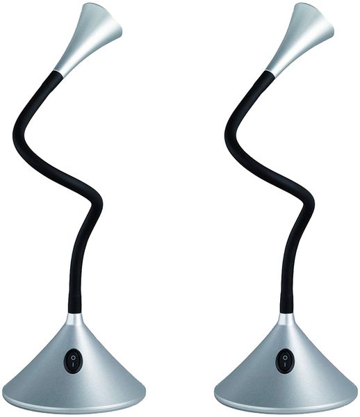 Flexible LED Schreibtischleuchten 2er SET in Silber auch Wandmontage möglich