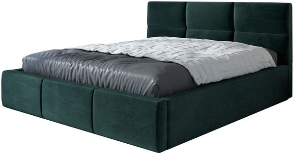 Polsterbett EMILI-OM 160x200 mit Bettkasten und Lattenrost. Farbe: Dunkelgrun 10