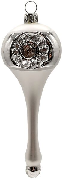 Hängespitz Reflex- Ornament, nostalgischer Zauber Ø 5cm, silber - Schatzhauser Christbaumschmuck, Lauschaer Glaskunst