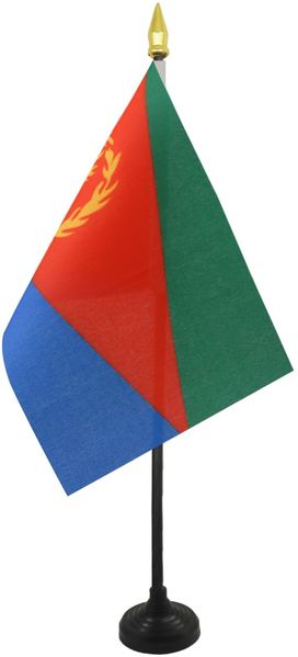 AZ FLAG - Tischflagge Eritrea - 15x10 cm Goldene Splitze - Staat Eritrea Tischfahne 10x15 Cm - Flaggen