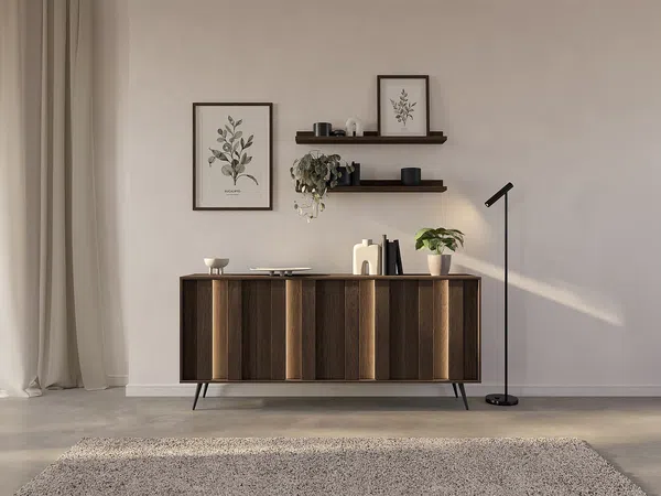 Vente-unique - KALSIYA Sideboard Holz, Platte Braun - B 40 cm x H 82,6 cm x L 183,3 cm
