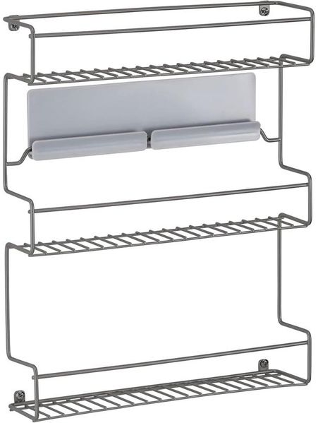 mDesign Gewürzregal Küchenregal Organizer selbstklebend 3 Ebenen Metall Graphit