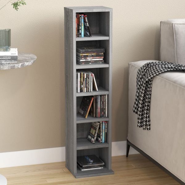 vidaXL CD-Regal Grau Sonoma 21x20x88 cm Holzwerkstoff 815073