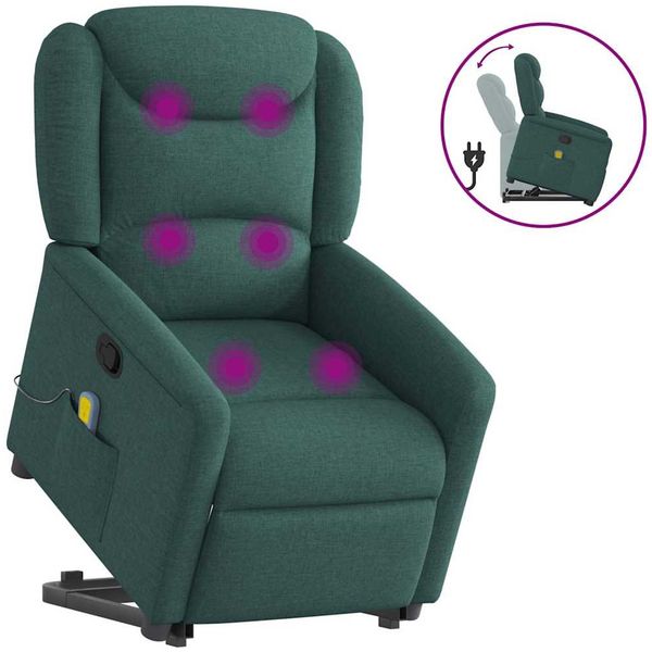 vidaXL Massagesessel mit Aufstehhilfe Dunkelgrün Stoff 3303210