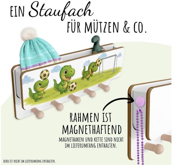 Holzura Kinderregal Kindergarderobe aus Holz mit Ablage und magnethaftendem Rahmen.