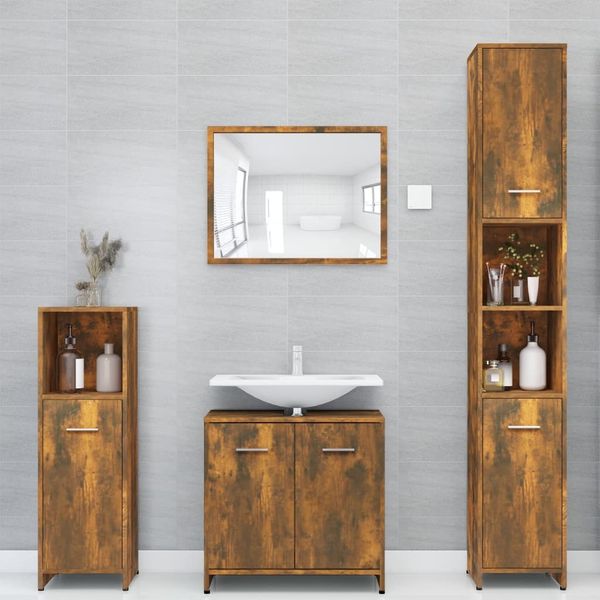 vidaXL Badezimmerschrank Räuchereiche 30x30x183,5 cm Holzwerkstoff 815519