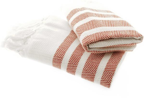 Turquoise Home 2er Pack Pestemal Küchetuch Handtuch 50x90cm Putztuch Weiß-Rot