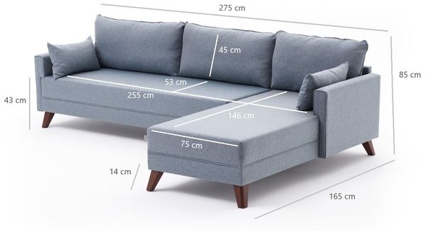 Ecksofa, 'Bella', 85 x 165 x 275, Blau Bild 10