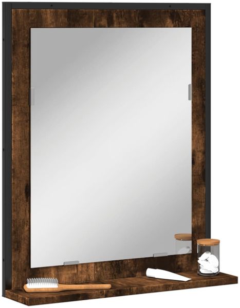 vidaXL Badspiegel mit Ablage Räuchereiche 50x12x60 cm Holzwerkstoff 842418