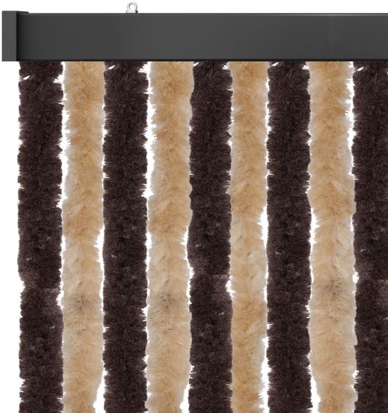 Flauschvorhang 80x185 cm, 80x200 cm, 80x220cm, perfekter Insekten- und Sichtschutz für Ihre Balkon- und Terrassentür, viele Farben Unistreifen beige - braun 80x185 cm