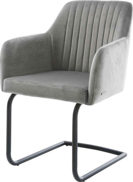 Freischwinger Greg-Flex Samt Grau Freischwinger rund Schwarz Taschenfederkern