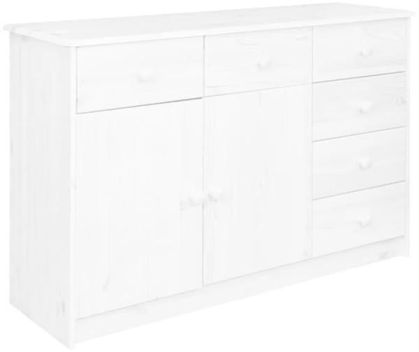 vidaXL Sideboard 6 Schubladen Weiß 113 x 35 x 73 cm Massivholz Kiefer