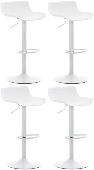 Barhocker 4er Set höhenverstellbar Weiß JUTO - Kunststoff, 68,5-94x43x44cm Barhocker mit Lehne Tresenhocker Barstuhl Küchenhocker Thekenhocker hoher Stuhl