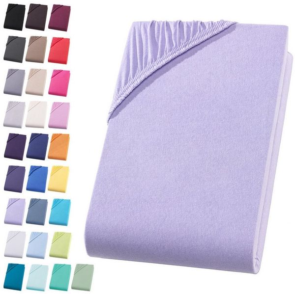 Visaggio Spannbettlaken Jersey aus 100% Baumwolle Spannbetttuch Bettlaken, Jersey, Gummizug: rundum, Spannbettlaken, für Matratzenhöhen bis 22 cm, Steghöhe 30 cm