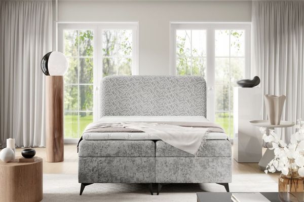 Boxspringbett Schlafzimmerbett TRIANA 120x220cm Stoff Trenza Hellgrau