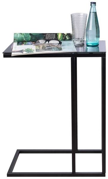 casa NOVA Beistelltisch, 46 x 60 cm, Schwarz, Hartglasplatte, Metall, Belastbar bis max. 4 kg