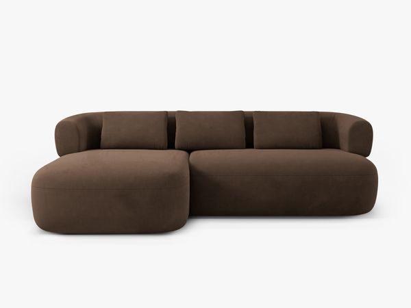 Micadoni 5-Sitzer Ecksofa Jenny Links Samt Salvador Schokolade
