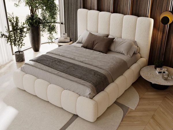 GrainGold Polsterbett mit Bettkästen IMPERIAL, Bett mit Kopfteil - 160x200 cm, Beige (1x Bett)