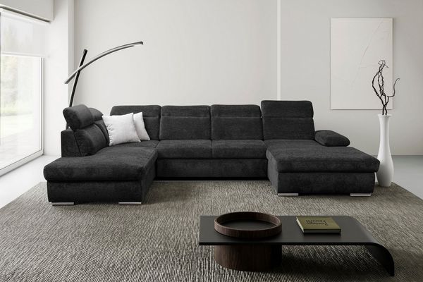 WERK2 Wohnlandschaft Cordoba inkl. Bett, Bettkasten & Kopfteilfunktion, Breite 359 cm, bequem, komfortable Wellenunterfederung, inkl. Schlaffunktion, U-Form
