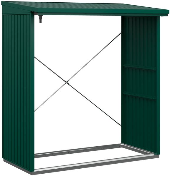 Hörmann Ecostar Metall Kaminholzregal Trend Typ 2, moosgrün, 181 x 103 x 198 cm (T x B x H)