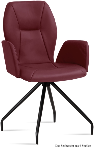 Armlehnstuhl (6er-Set) Dionis 58 x 92 x 60 Schwarz/Marsala