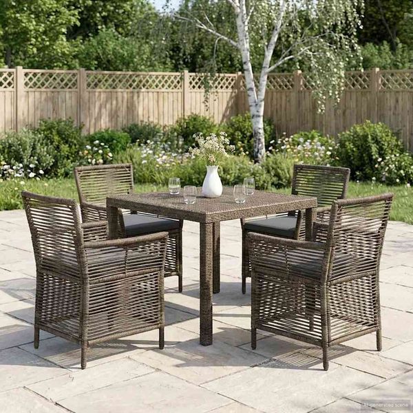 vidaXL Gartenstuhl mit Kissen 4 pcs Grau und Dunkelgrau Poly-Rattan 42026690