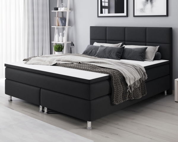 Inter 'Rotterdam' Boxspringbett, 140x200 cm, Webstoff schwarz