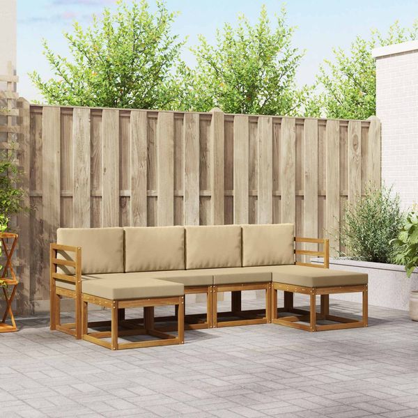 vidaXL Outdoor-Sofagarnitur 6 pcs Natur und Beige Holzwerkstoff 3366766
