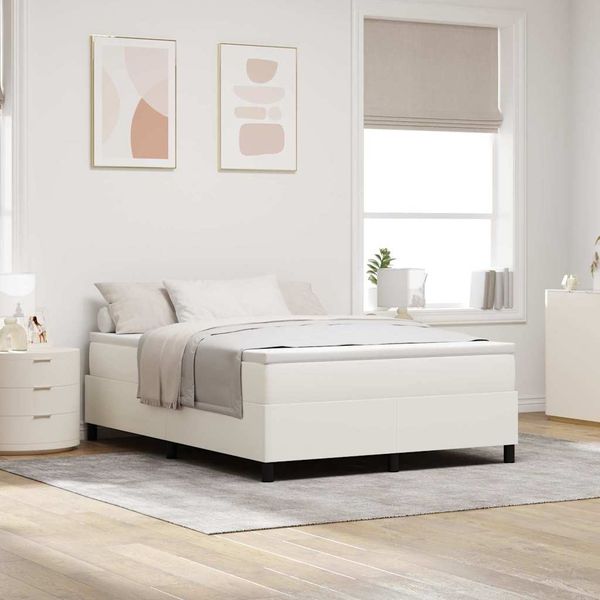 vidaXL Boxspringbett Creme und Weiß 160 x 200 cm Cordstoff 3337474