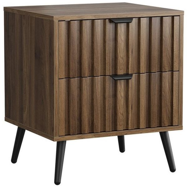 REDOM Nachttisch Nachtschrank, Beistelltisch (mit 2 Schubladen & Metallbeinen – platzsparend, stabil & stilvoll, 1-St, 45 x 40 x 53 cm)