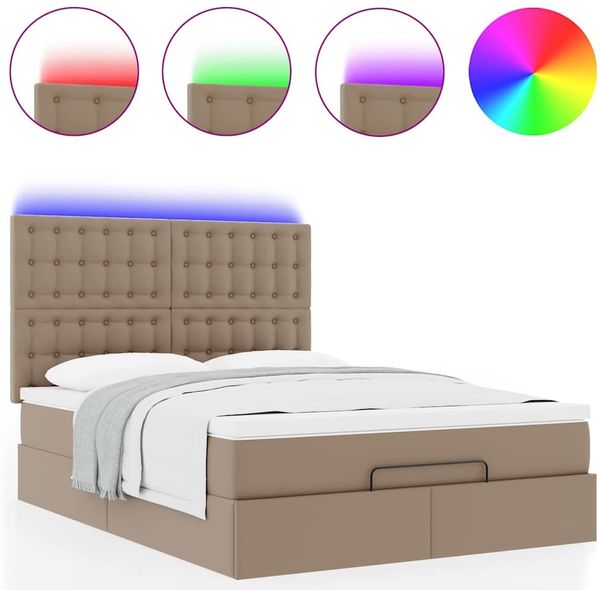 vidaXL Ottoman-Bett mit Matratze & LEDs 140x200cm Kunstleder 3313859 Bild 5