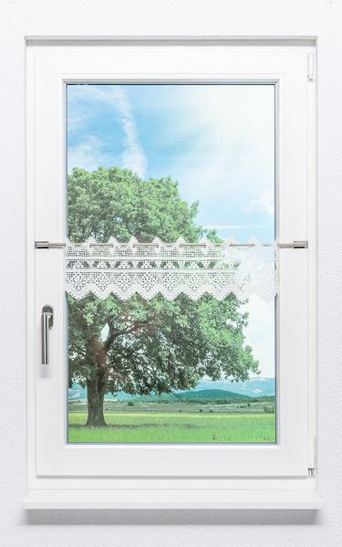 Scheibengardine Lysel - Lochstickerei #1W (BxH) 81cm x 16cm natur