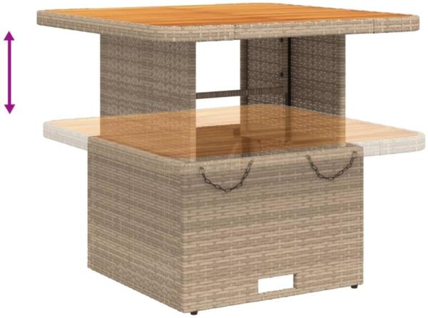 vidaXL Gartentisch Beige 80x80x71 cm Poly Rattan und Akazienholz 368271 Bild 11