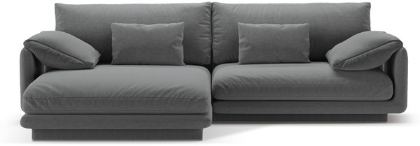 Micadoni Ecksofa Torino 4-Sitzer Links Strukturierter Stoff Dunkelgrau