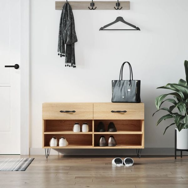 vidaXL Schuhbank Sonoma-Eiche 102x35x55 cm Holzwerkstoff 829735