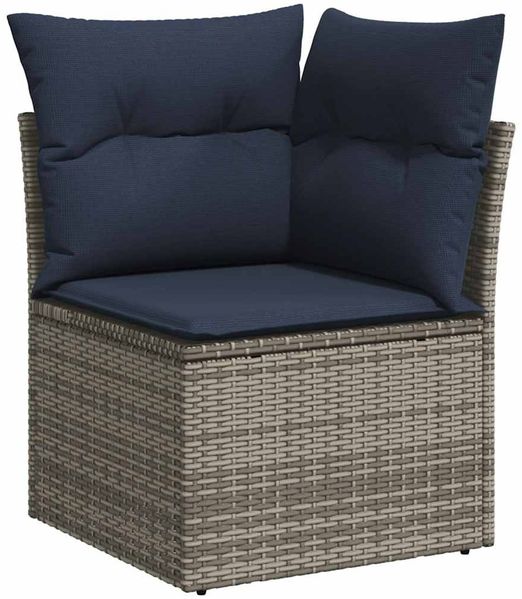 vidaXL 10-teiliges Gartensofa-Set mit Kissen, grau, Polyrattan 3224710 Bild 5