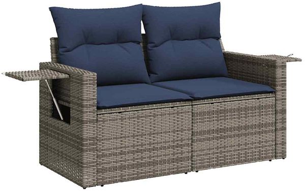 vidaXL 10-teiliges Gartensofa-Set mit Kissen, grau, Polyrattan 3224710 Bild 6