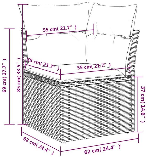 vidaXL 10-teiliges Gartensofa-Set mit Kissen, grau, Polyrattan 3224710 Bild 11