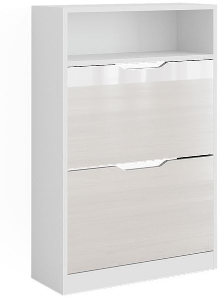 Schuhkipper Luca Weiß/Weiß Hochglanz 59 x 89.5 cm mit 2 Fächern Vicco
