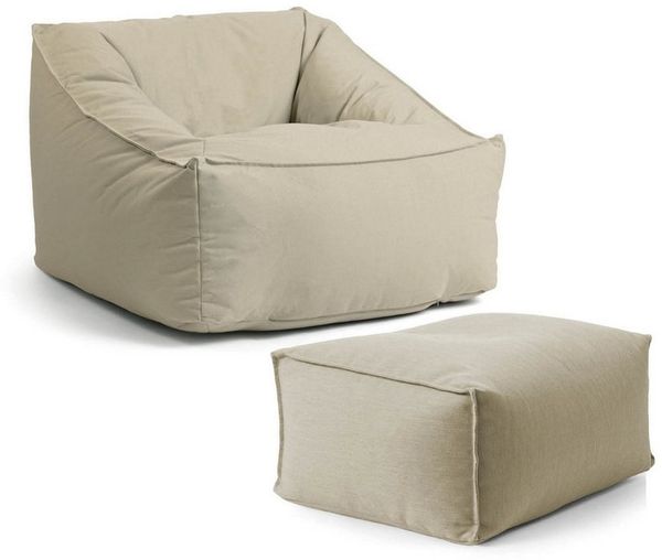 mokebo Sitzsack Der Sunnyboy (mit Hocker), Beanbag Outdoor, Sitzsack für deinen Balkon, Gartenliege in Sand
