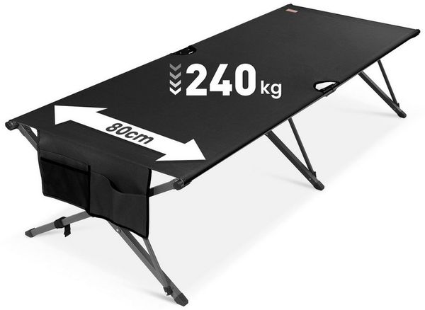 HOMECALL Klappbett Feldbett Camping klappbar 210×80 cm bis 240 kg (Campingbett extra breit mit 600D Oxford-Gewebe, verstärkte X-Beine, faltbares Klappbett mit Seitentasche) 600D Oxford-Gewebe, : Strapazierfähig & atmungsaktiv