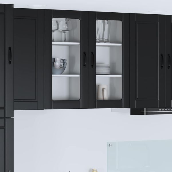 vidaXL Wandglas-Schrank PORTO Schwarz 40 x 31 x 80 cm Holzwerkstoff 885337