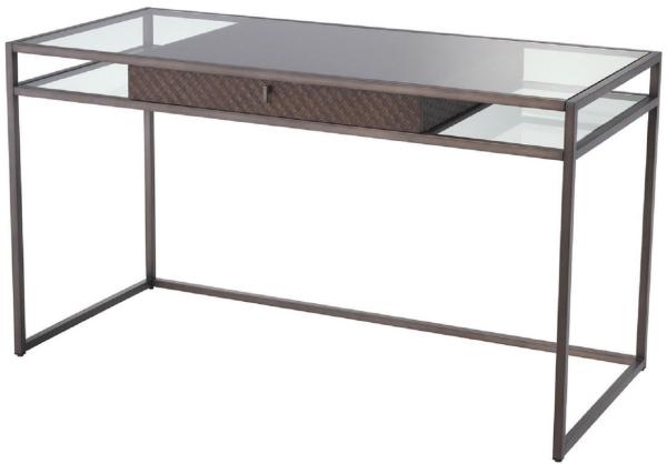 Casa Padrino Luxus Schreibtisch mit Schublade Bronze 135 x 60 x H. 75,5 cm - Luxus Qualität - Luxus Büromöbel