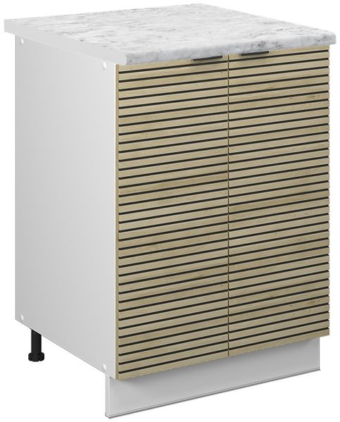 Küchenunterschrank Fame-Line Eiche Paneel 60 cm , AP Marmor Vicco
