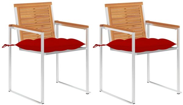 vidaXL Gartenstühle mit Kissen 2 Stk. Massivholz Akazie und Stahl 3061509