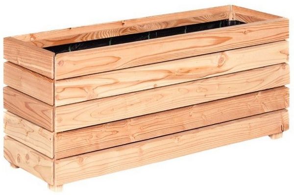 Mega-Holz Pflanzkübel Modulo aus Lärchenholz - Naturbelassener Blumenkasten für den Garten (DIY-Set), 90 x 30 x 39 cm, 105 L Fassungsvermögen